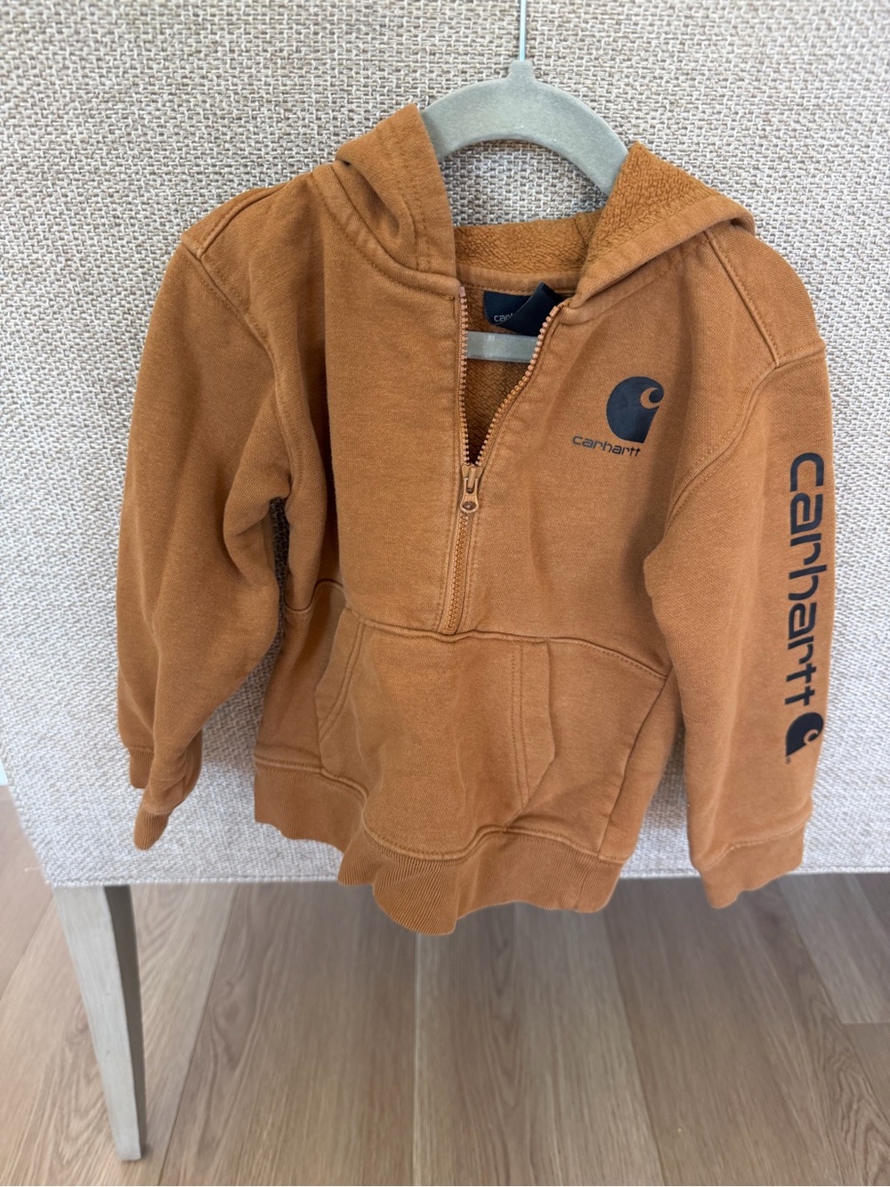 Carhartt Kids Caramel Brown Half-Zip Hooded Sweatshirt